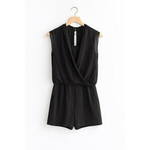 AllSaints Amis Drape Front Playsuit Romper Black | US 4 Minimalist Chic